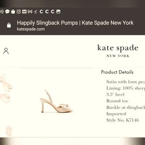 Kate spade newyork happily sling back pumps 7.5 satin